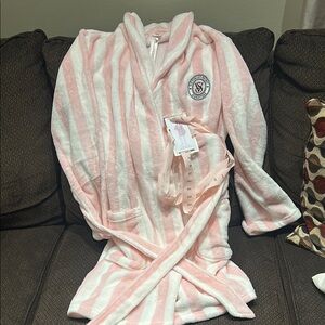 Victoria's Secret Pink and White Striped Robe